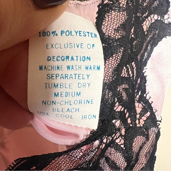 Amanda’s Closet Vintage Lingerie Pink with Black Lace Size Small - Picture 7 of 9